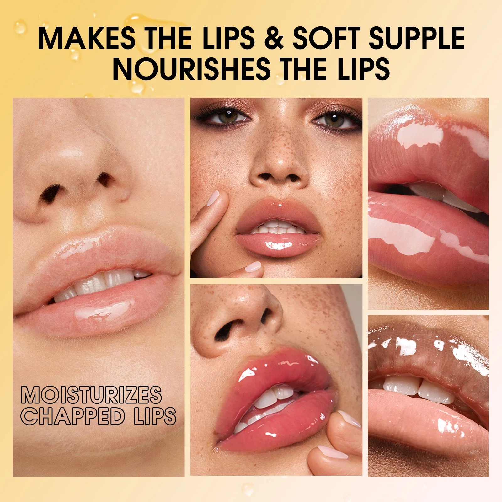 Langmanni 6Colors Transparent Hyaluronic Acid Lip Oil Glossy Hydrating Moisturizing Lip Gloss Volumizing Light Tone Lip Balm Hot 6