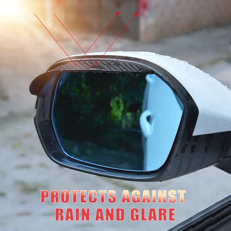 Rearview Mirror 2PCS Car Rain Eyebrow Carbon Fiber Pattern Universal Rain Shield Reversing Mirror