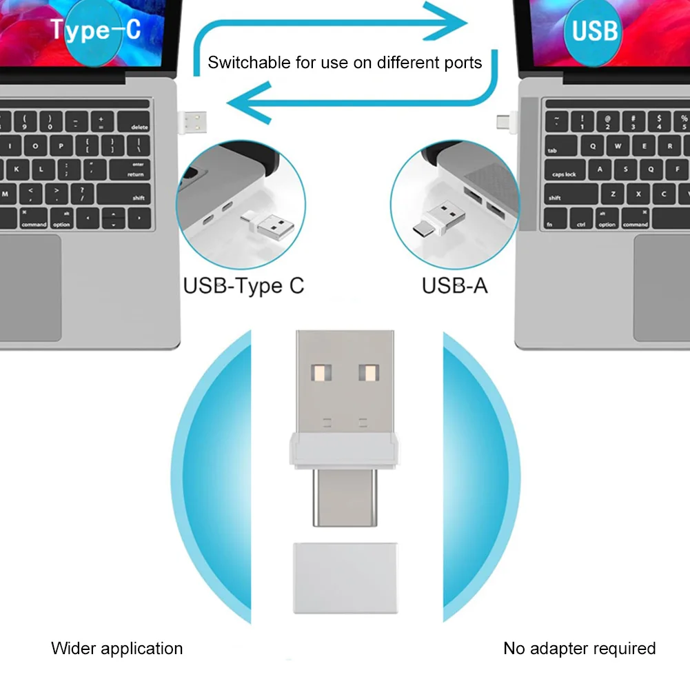 2-In-1 USB-A/Type-C Mini Mouse Jiggler Plug & Play Driver Free Mouse Mover For Meeting Keep Computer Awake Laptop Accessories