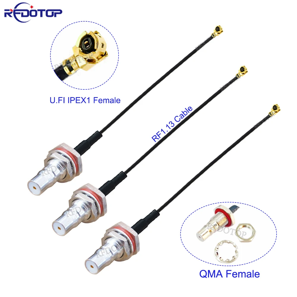 

10PCS/Lot QMA to IPX Cable QMA Female to U.fl IPEX1 Female Jack Connector 50Ohm RF1.13 / RG178 RF Coaxial Pigtail Jumper Cable