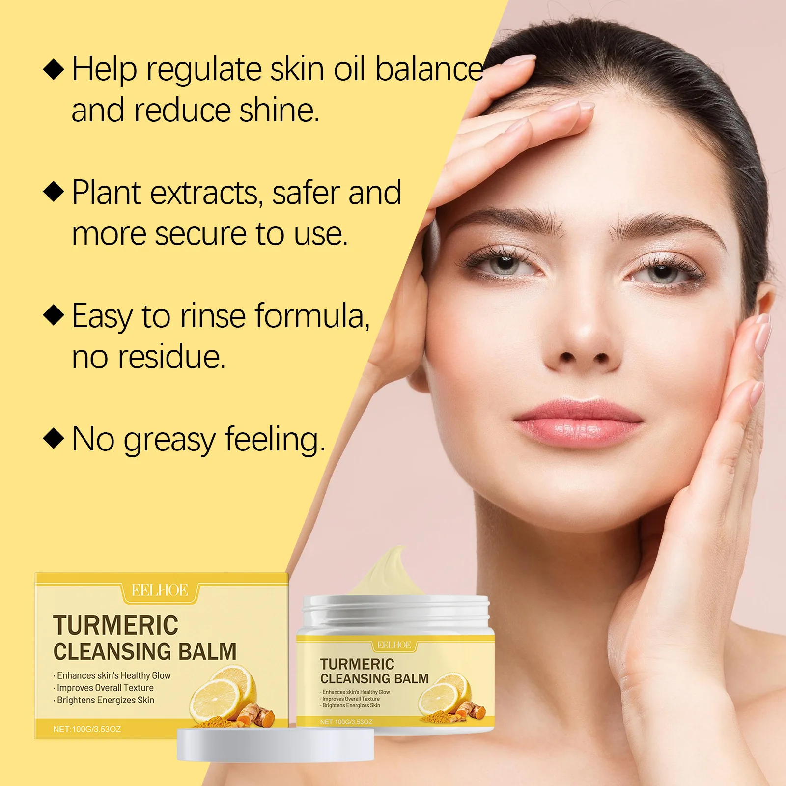 EELHOE Deep Facial Cleansing Cream Face Eye Lip Gentle Removes Pimples and Blackheads Mild Moisturizing Face Makeup Remover Balm 5