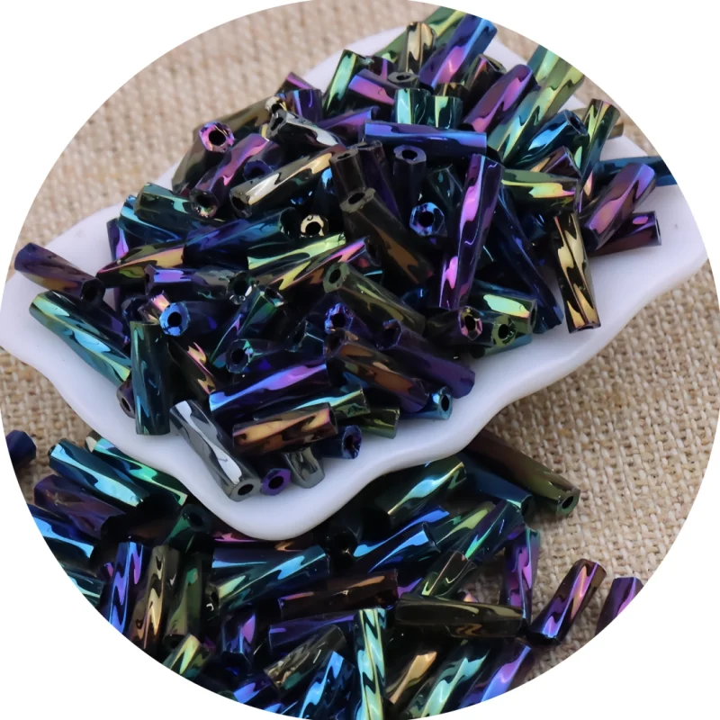 고품질 2x6mm 레트로 컬러 AB 나선형 유리 튜브 비즈, 3점 트위스트 튜브, 수제 DIY 보석 비즈 액세서리