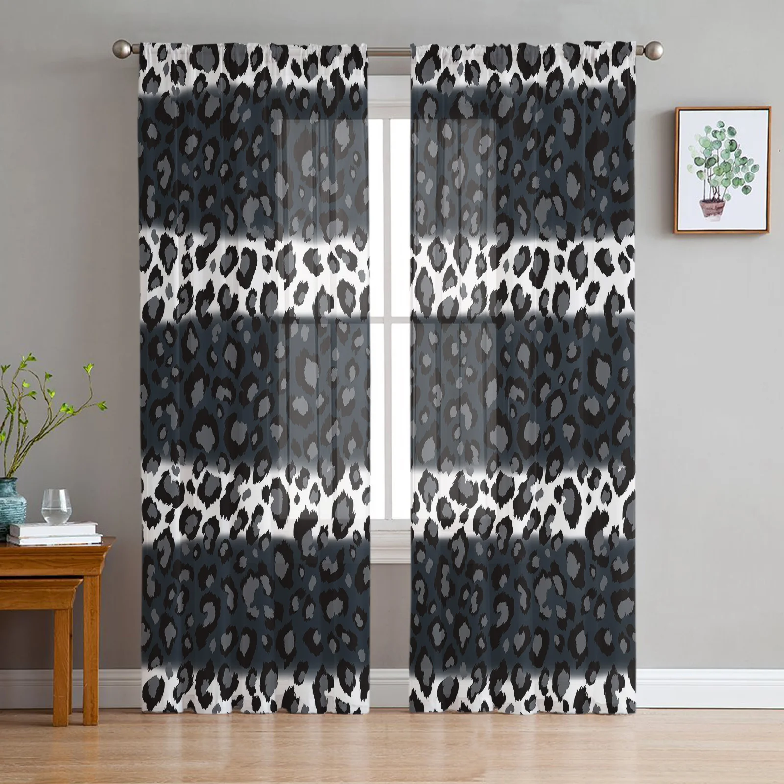 

Zebra Stripes Skin Black White Pattern Sheer Curtains for Living Room Bedroom Voile Drapes Balcony Printed Tulle Curtains