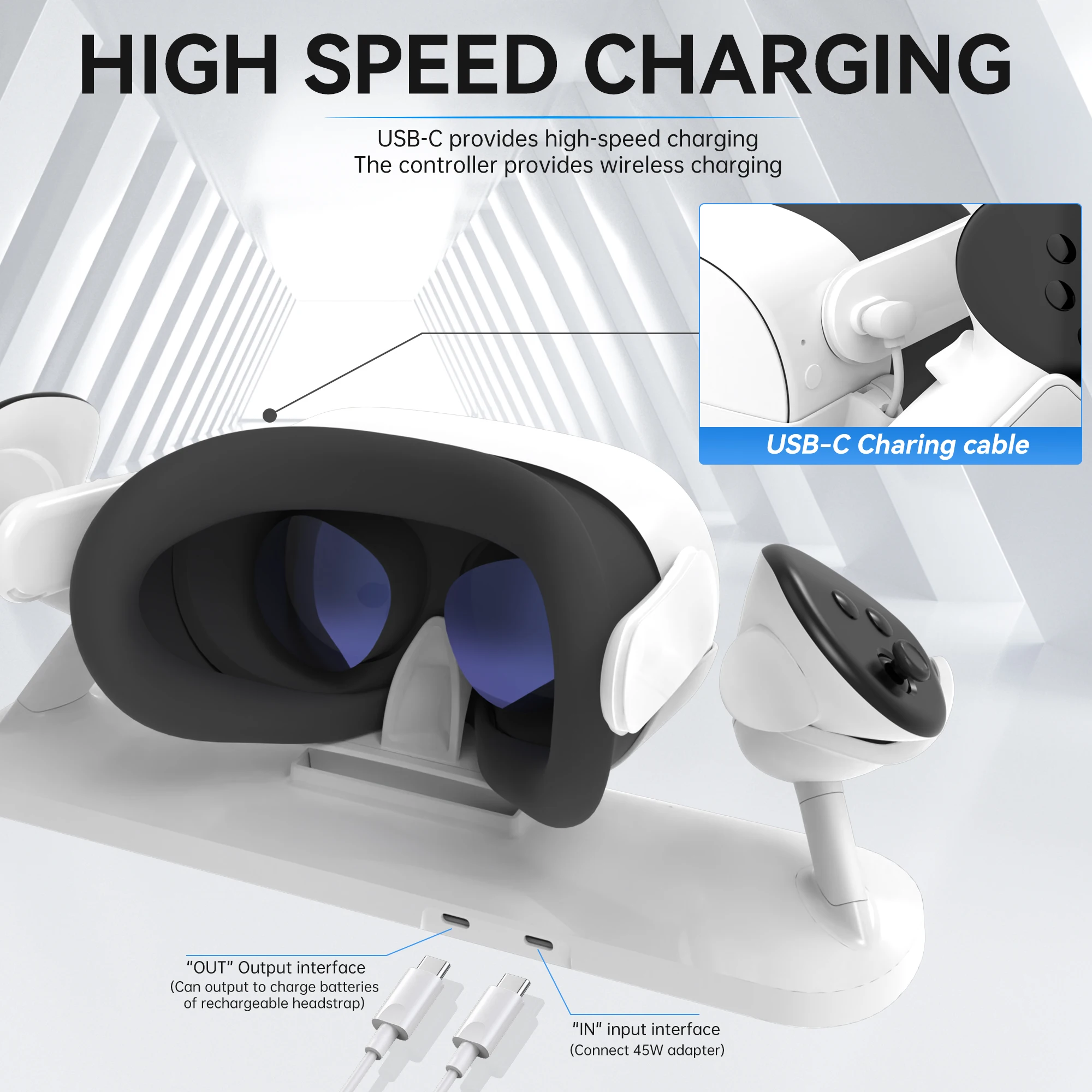 Hibloks Charging Dock for Quest 3S Magnetic Fast Charging Station for Oculus Q