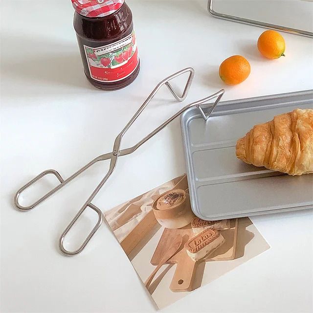 Csúszás Nélküli Étel Fogó Kenyér Desszert Saláta Rozsdamentes Acél Ágazat Elleni Tészta Steak Grillbilincs Hordozható Grill Főzési Eszközök
