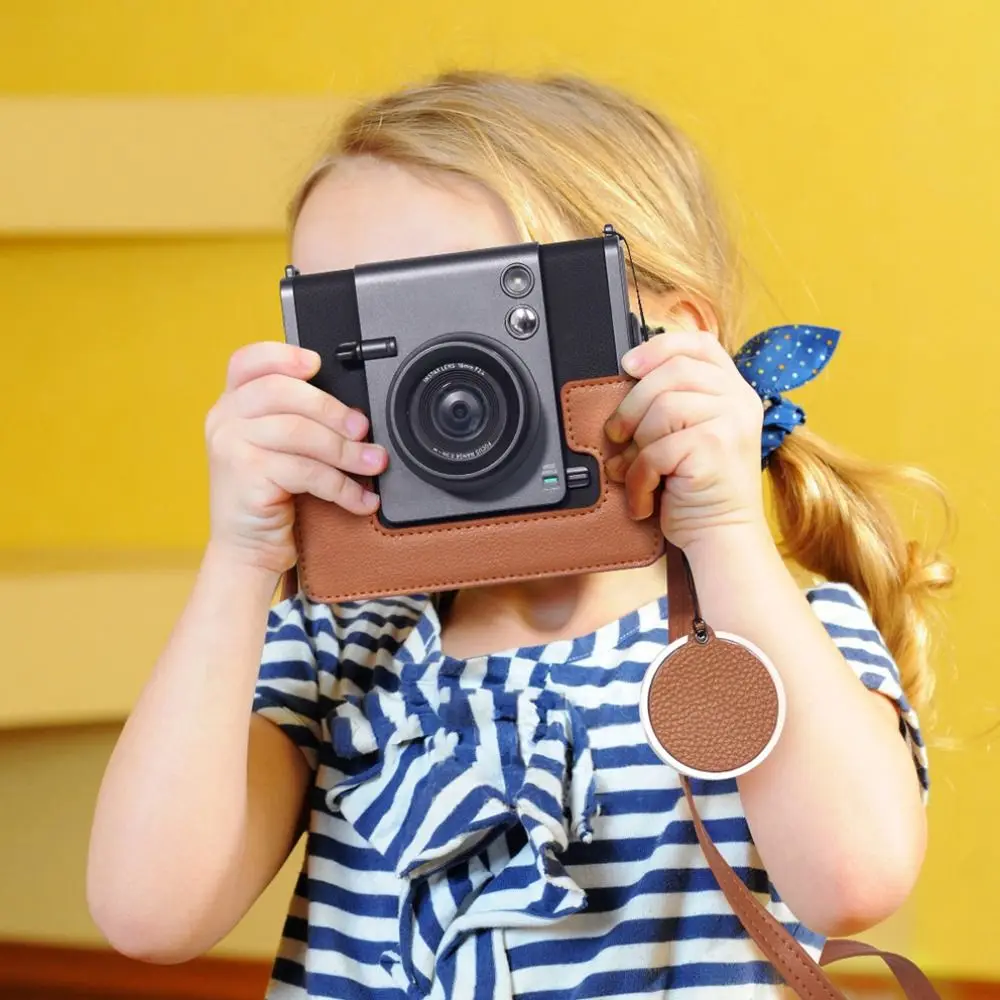 For Fujifilm Instax Wide Evo Camera Lens Cap Anti-Scratch Anti-lost Leather Instant Camera Lens Cover Dustproof with Lanyard
﻿