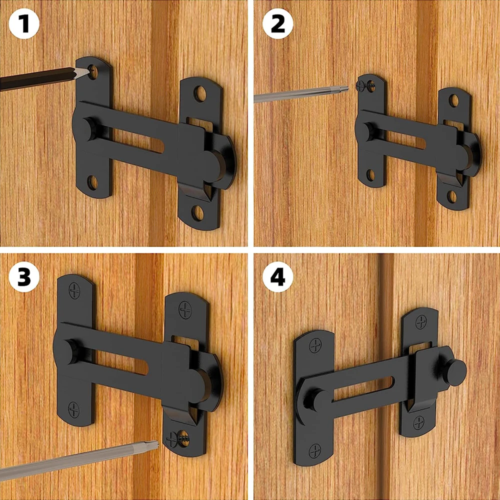 Hook Latch Barn Door Lock W/ Screws for Hardware Gate Closet