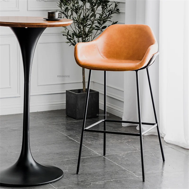 Bar chairs Nordic Iron Bar Chair Dining Light Luxury Creative Cafe Counter Barstool Kitchen Furniture HY50DC