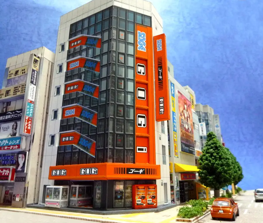 1:150 N-Scale Japanese Building Diorama 3D Paper Model Scene DIY Handmade Ornament Video Game World and Electronic Mall