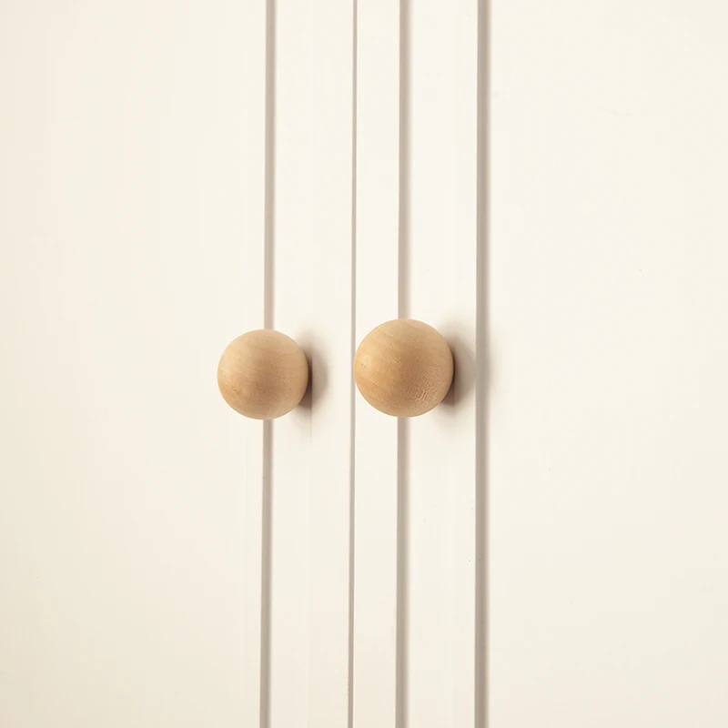 Wooden Door Handles Ball Knob Drawer Pulls Natural Beech Furniture Handles for Cabinets and Drawers Knobs Wardrobe Pulls