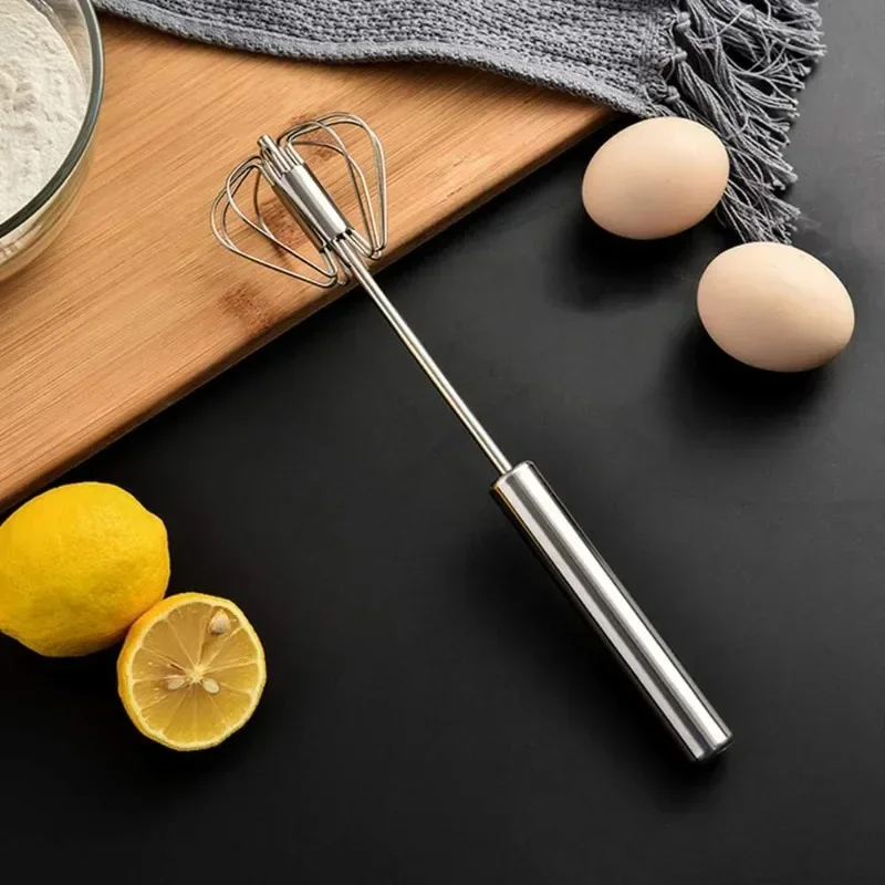 1 Pc Semi-Automatic Egg Beater Egg Stiring Cream Whisk Milk Frother Manual Mixer Stainless Whisk Cooking Baking Kitchen Gadgets