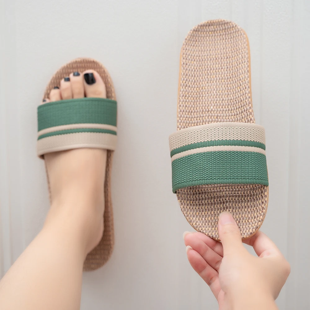 Summer Women Slippers Anti-Slip Home Slippers Lightweight Shoes Women Indoor Linen Slippers Soft Shoes — view 2