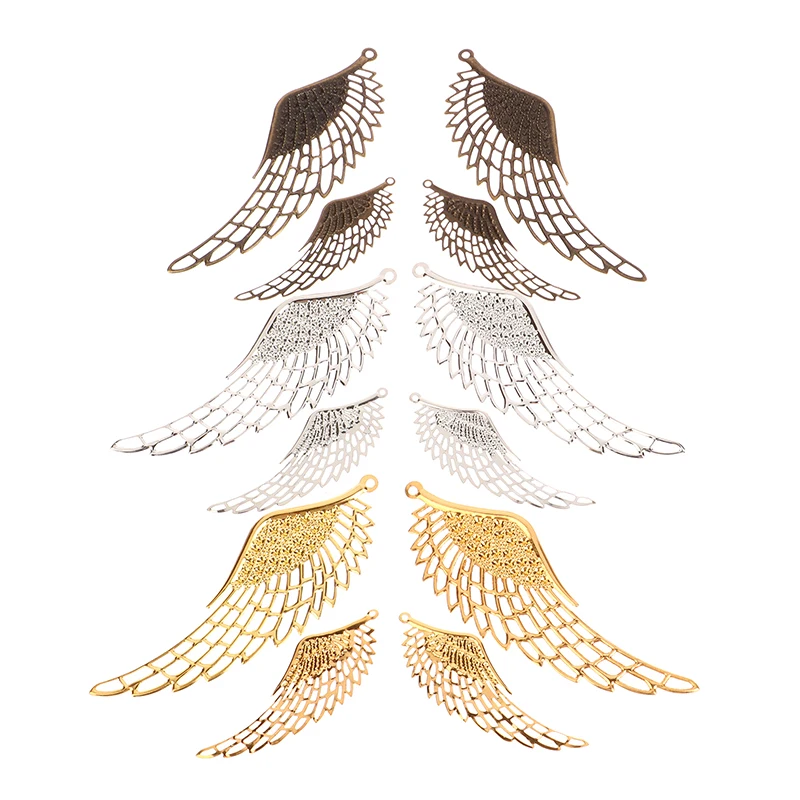 10 Stück filigrane Wraps Engels flügel Anhänger Metall Handwerk für DIY Kopf bedeckung Schmuck machen Accessoires Gold Farbe/Silber/Bronze – Detail 10