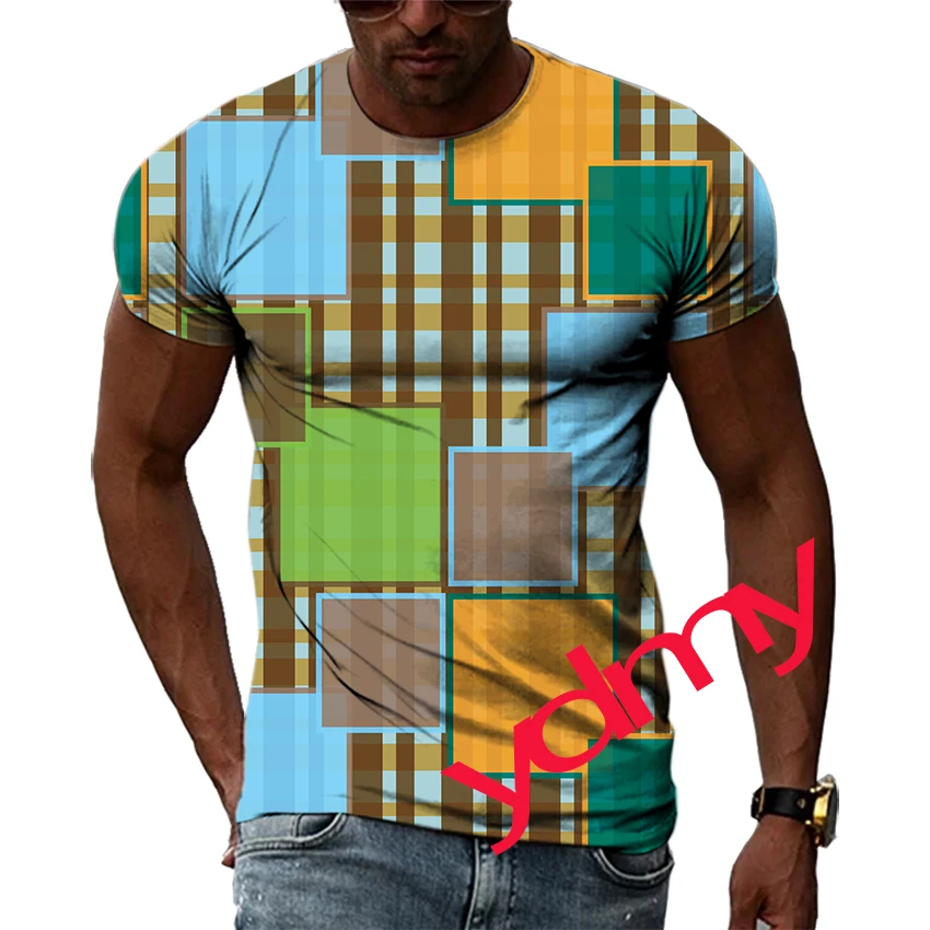 

Summer Leisure Geometric New Pattern Men's T-shirt Hip Hop 3D Print Personality Funny Tees Round Neck Short Sleeve Tops