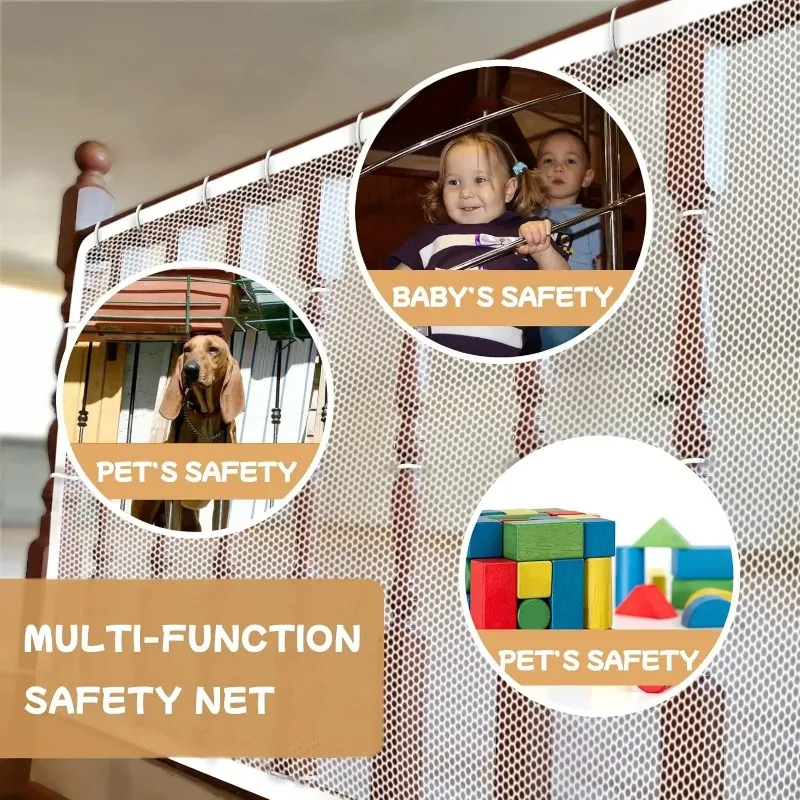Child Safety Net Banister Guard for Baby Fence Mesh Guard Protection Mesh for Kids Pets Rail Balcony Banister Stair Net Safety