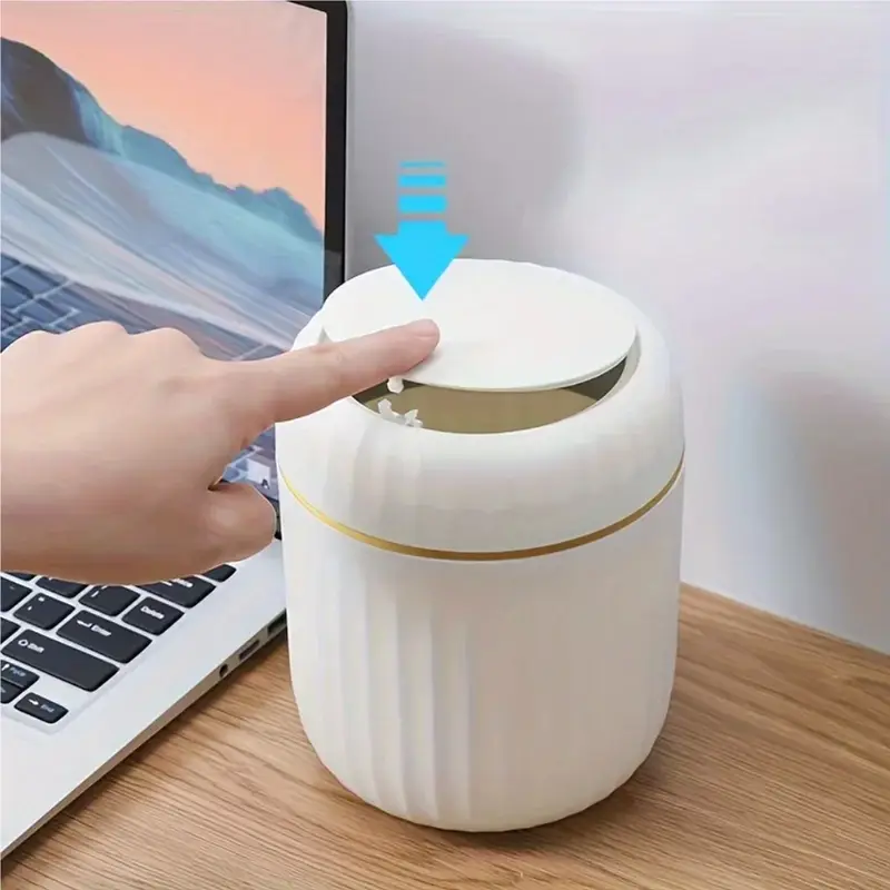 Mini Desktop Trash Can with Lid Garbage Waste Bin Organizer Bedroom Office Desk Storage Box Made Durable Plastic Home Supplies - Image 4
