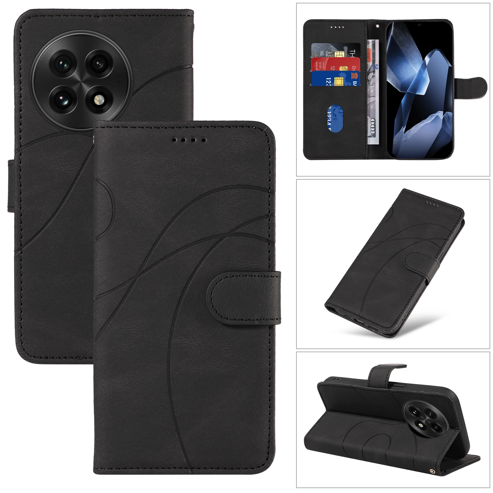 Leather Flip Wallet Phone Case with Card Holder