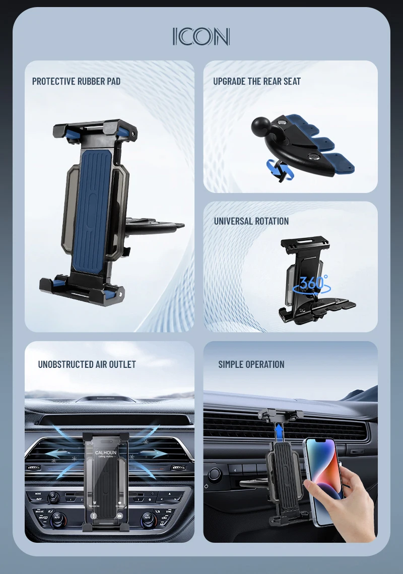 Universal Car Tablet Stand Phone Holder Auto CD Slot Mount Bracket for iPad Pro For iPhone iPad Phone & Tablet Support 4-14 Inch