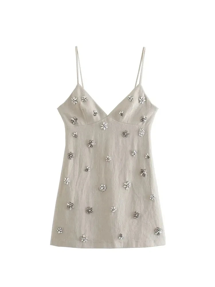 

Летние женские платья Vestidos Mujer женское платье винтажное на тонких бретельках 2024 шикарное модное мини-платье без рукавов Lnlay