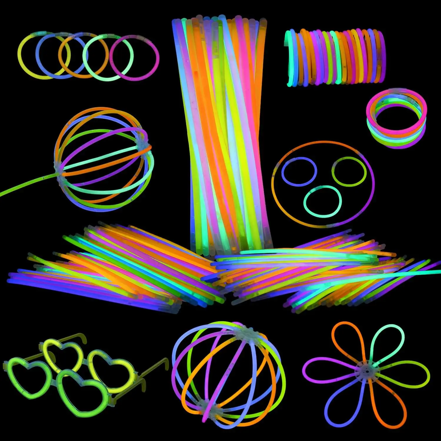 Luminous Colorful Glow Sticks Fluorescence Glowing in The Dark DIY Bracelet Necklace Glowstick For Birthday Wedding Party Decor glow sticks