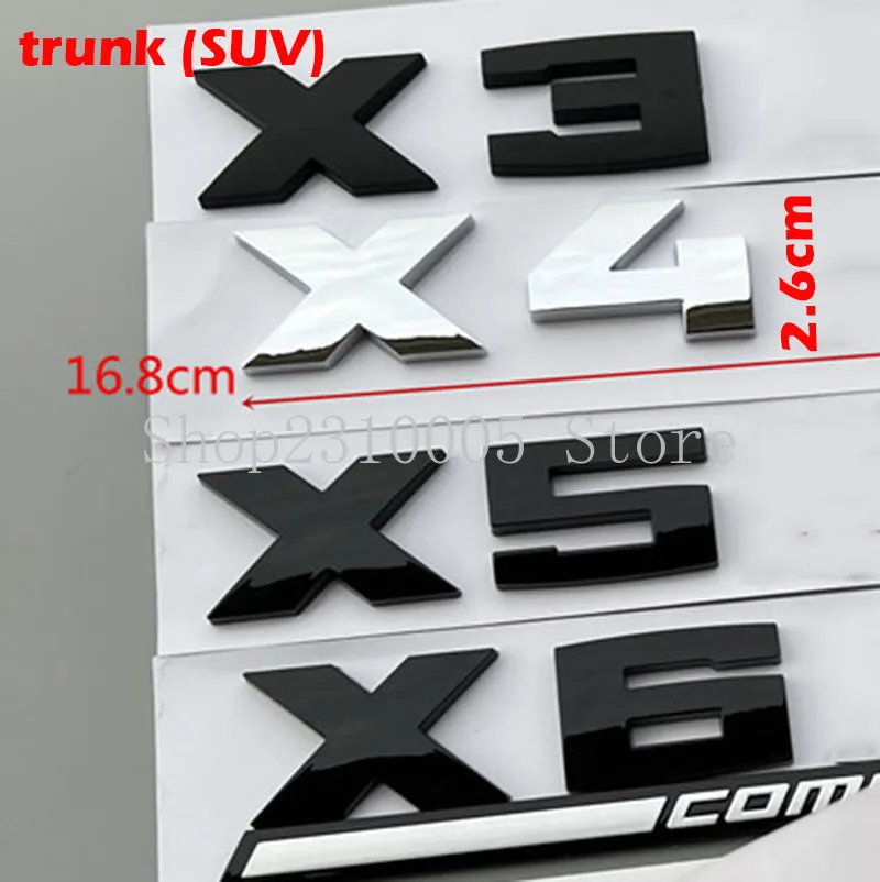 26mm X1M X2M X3M X4M X5M X6M X7M Competition Car Trunk Emblem Badge Logo ABS Sticker for X4 X5 X6 X7 Chrome Glossy Matte Black