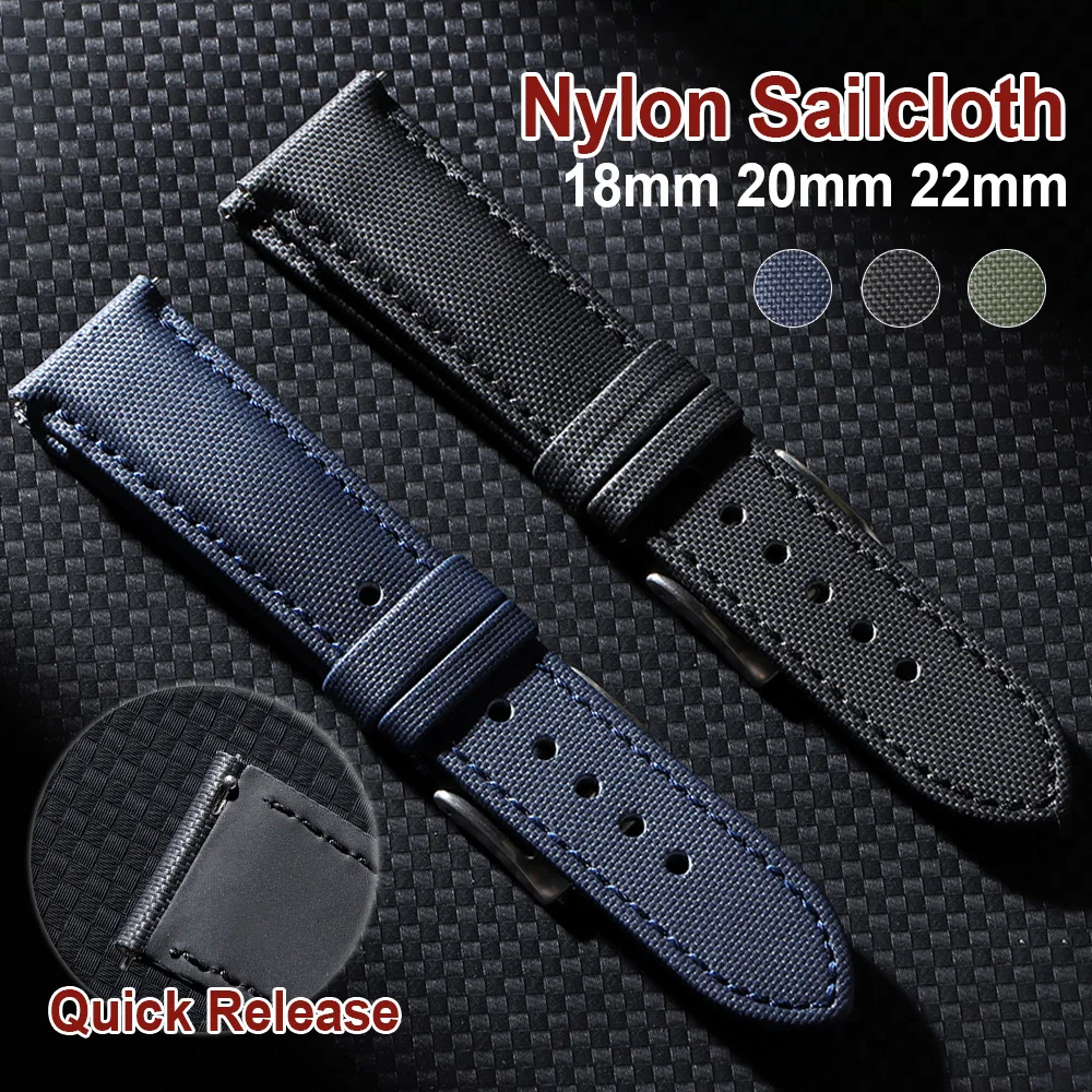 tonjett high quality multicolor nylon sailcloth watch... Sailcloth Leather Watch Strap 18mm 20mm 22mm for Citizen for Omega ...