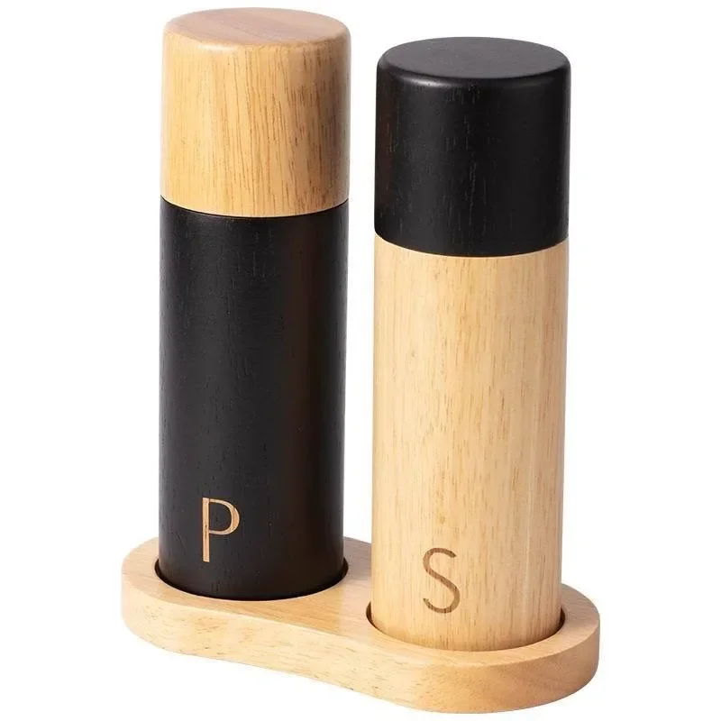7-inch Wooden Salt and Pepper Grinder Set Manual Spice Black Pepper Grinder Adjustable Ceramic Core Base Kitchen Gadgets