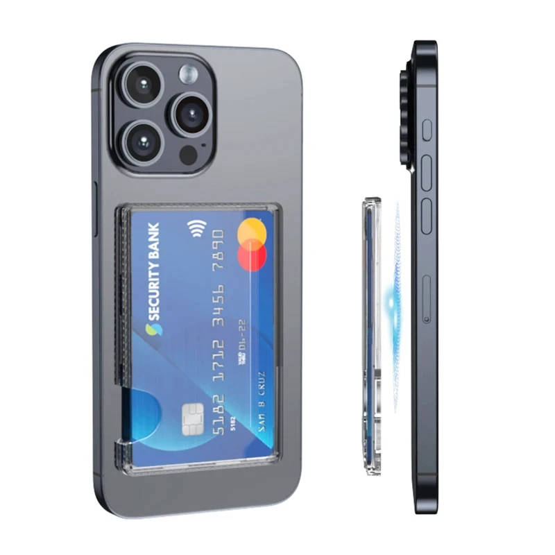 Magnetic Clear Wallet Card Holder with Magnetic Card Slots Cover
