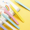 Stainless Steel Straight Curved Tweezers Colorful Pink Blue Purple DIY Eyelash Tweezer Nail Art Sticker Rhinestones Picking Tool 3