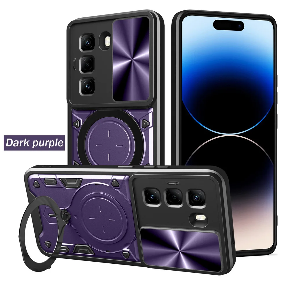 Enhanced Metal Ring Holder Magnet Car Mount Case with Rotating Cover