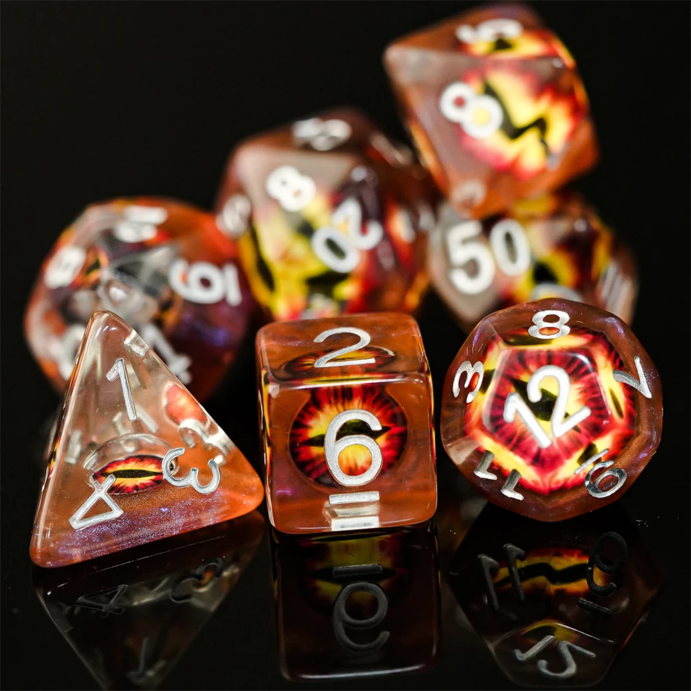 

Cusdie 7Pcs Eyeball D&D Dice Set D4 D6 D8 D10 D% D12 D20 DND Polyhedral Game Dice for Role Playing Table Games Warhammer