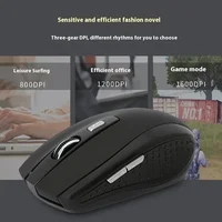 2.4G wireless mouse, portable battery-powered optical office mouse, supports adjustable DPI levels, suitable for laptops.