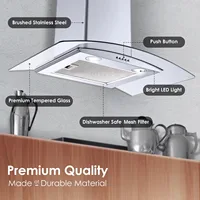 Tieasy 30 inch 450CFM Kitchen Wall Mount Tempered Glass Vented 3-Speed Fan Range Hood USGD3375A 2
