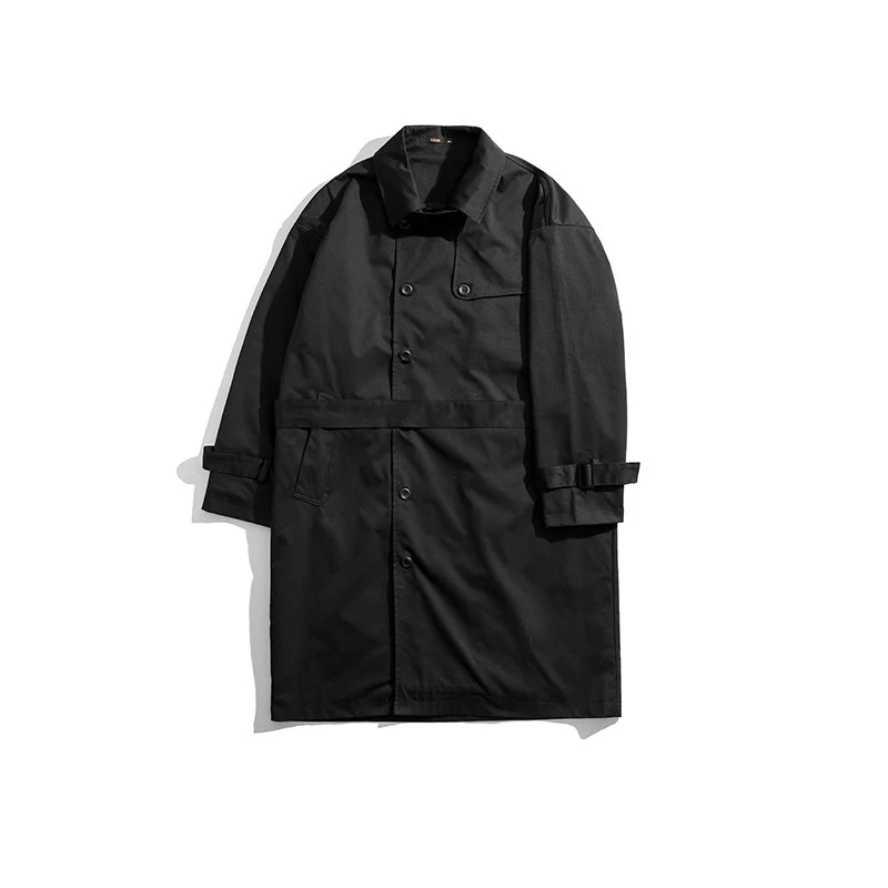 GXXH Spring Autumn Long Trench Coat Men Fashion Turndown Windbreaker Black Overcoat Casual Jackets Big Plus Size 4XL 5XL 6XL 7XL