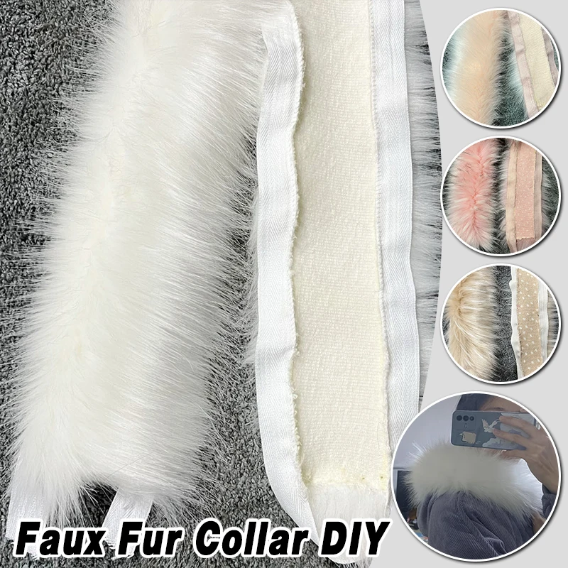 1M Kunstfellkragen DIY Hutrand Plüschstreifen DIY Kleidungszubehör Flauschiger Besatz Imitation Waschbär Kunstfellstreifen Dekoration – Detail 1