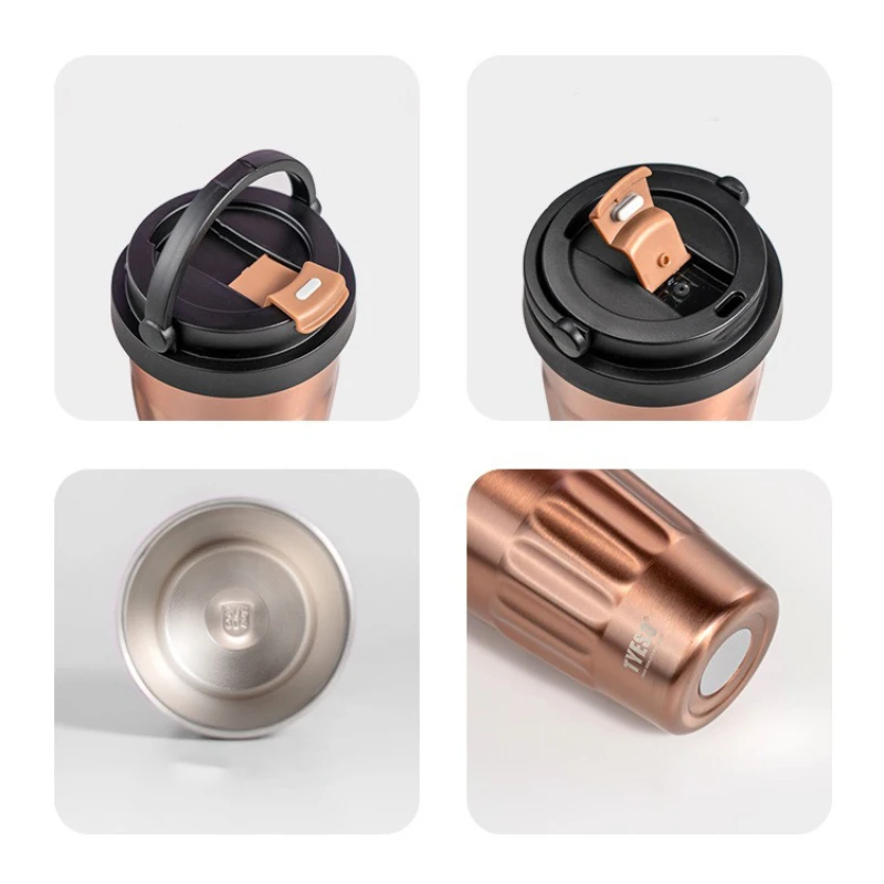Stainless Steel Insulated Coffee Cup with Hidden Handle for Office