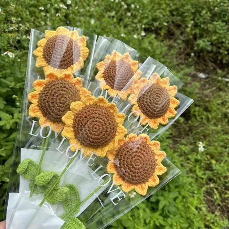 Hand-Woven Creative Knitting Bouquet Hand Knitting Sunflower Artificial Bouquet Decoration Fake Flowers 1/3Pcs knitting supplies knitting material knitting craft supplies