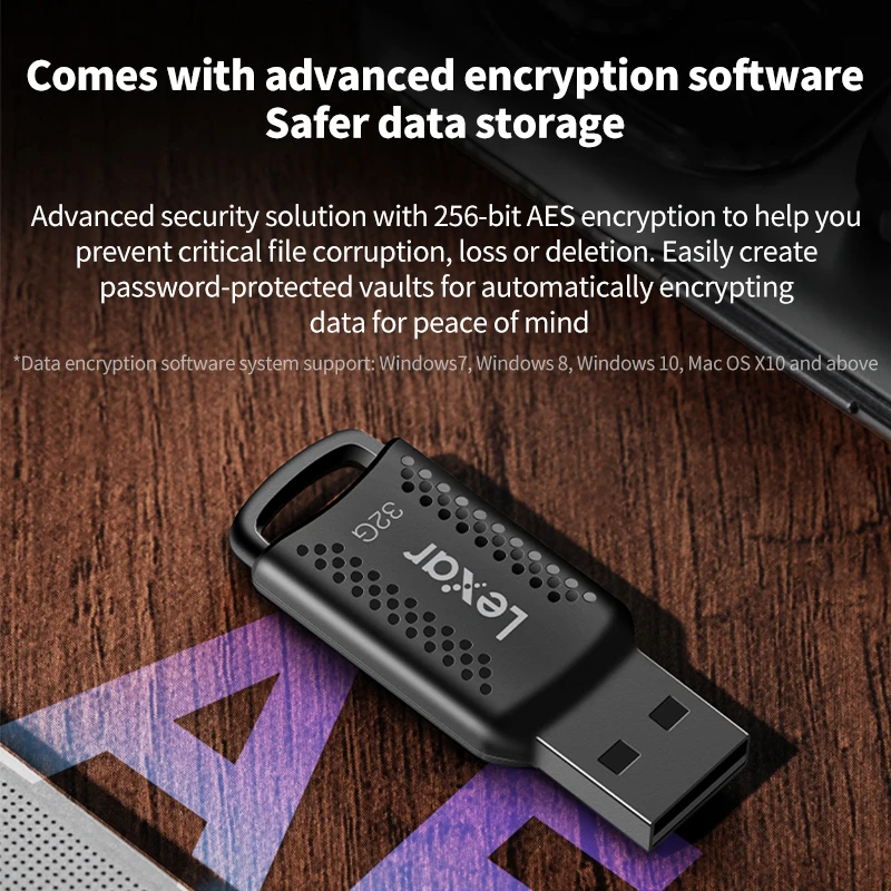 Lexar USB Flash Drive 32GB 64GB 128GB 256GB Original Stick Flash Memory Disk Encrypted 100MB/S for PC/Mac