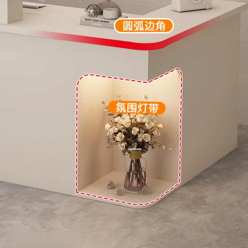Nordic Beauty Salon Reception Counter Office Furniture Creative Company Corner Reception Desk Clothing Store Cashier Bar Counter