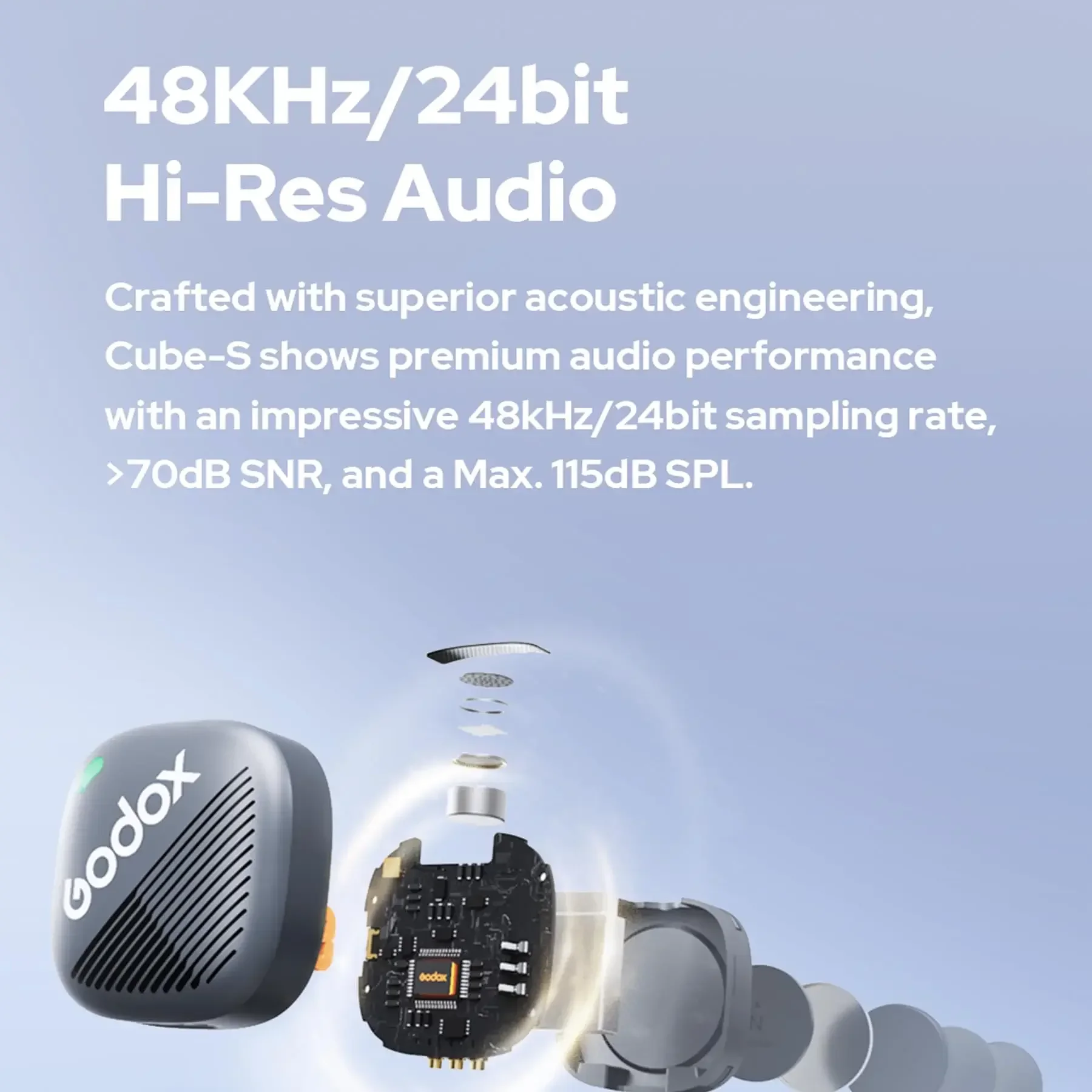 고독스 큐브-S 큐브 S 2.4GHz 무선 마이크 시스템, 완전히 새로운 타임캡슐 디자인, 라이브 스트리밍을 위한 300M 안정적인 전송