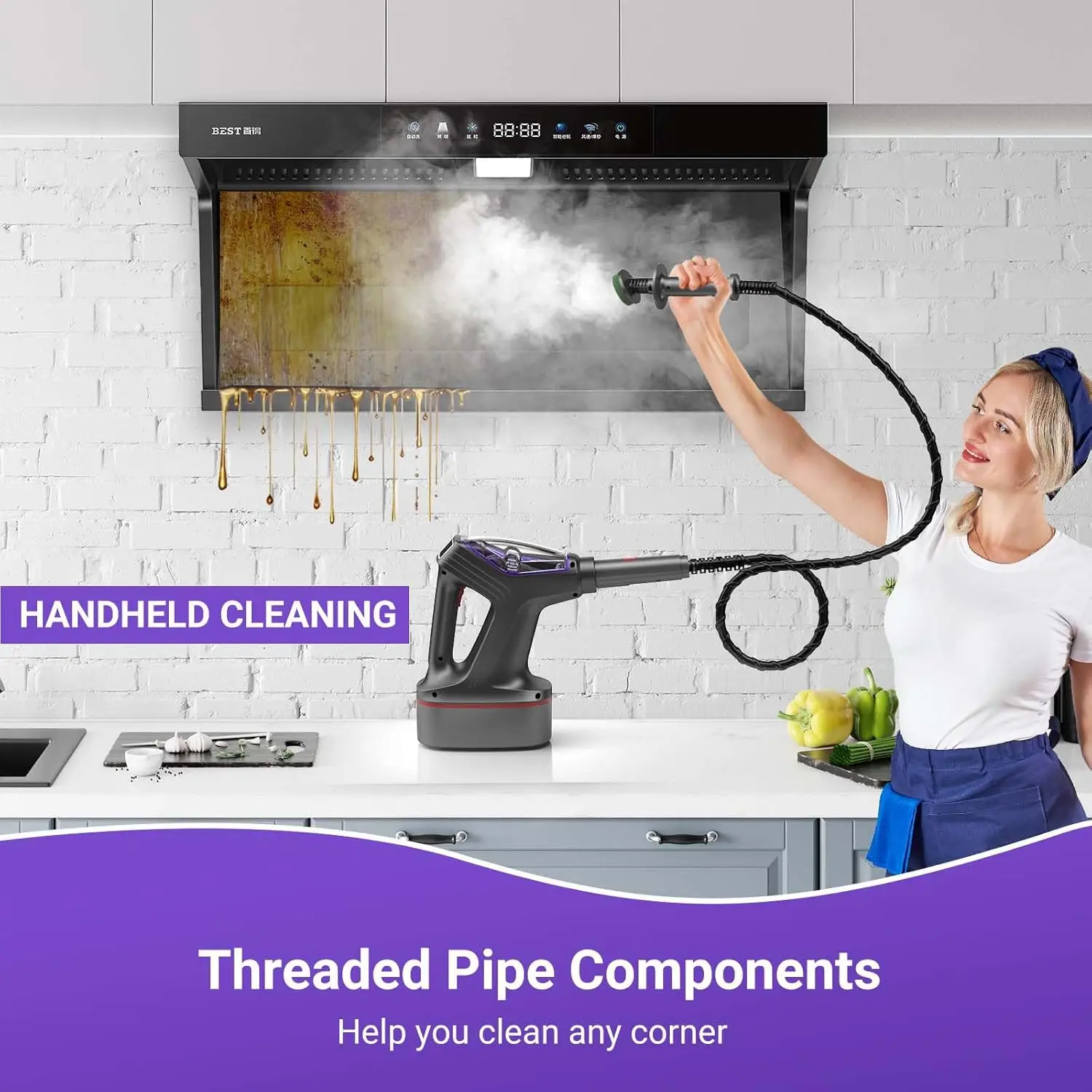Mop for Floor Cleaning - 29 in 1 Heavy Duty Handheld Steam Cleaner Auto & Manual Powerful Steamer for Hardwood Tile Lamina 3