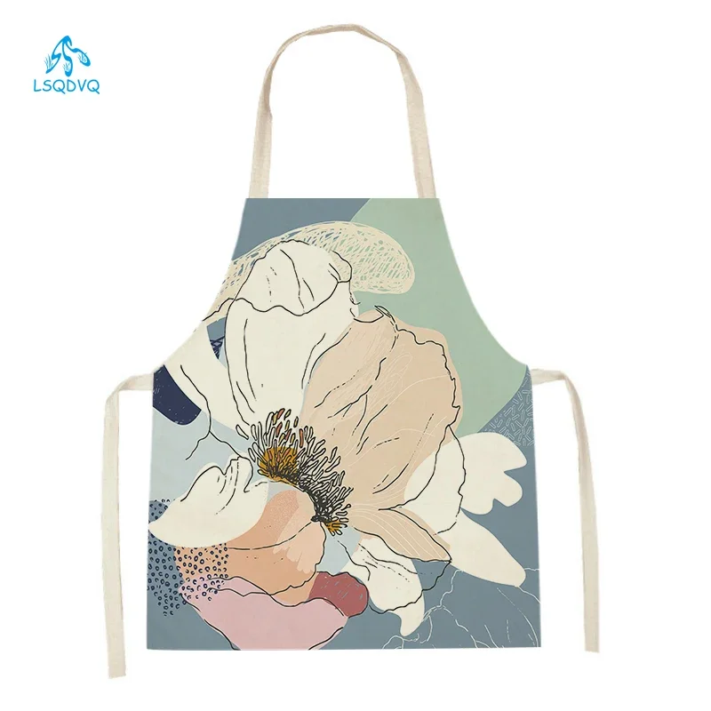 Abstract Plants Kitchen Aprons Home Cooking Sleeveless Aprons Baking Accessories Flowers Pattern Waist Bibs Antifouling Apron