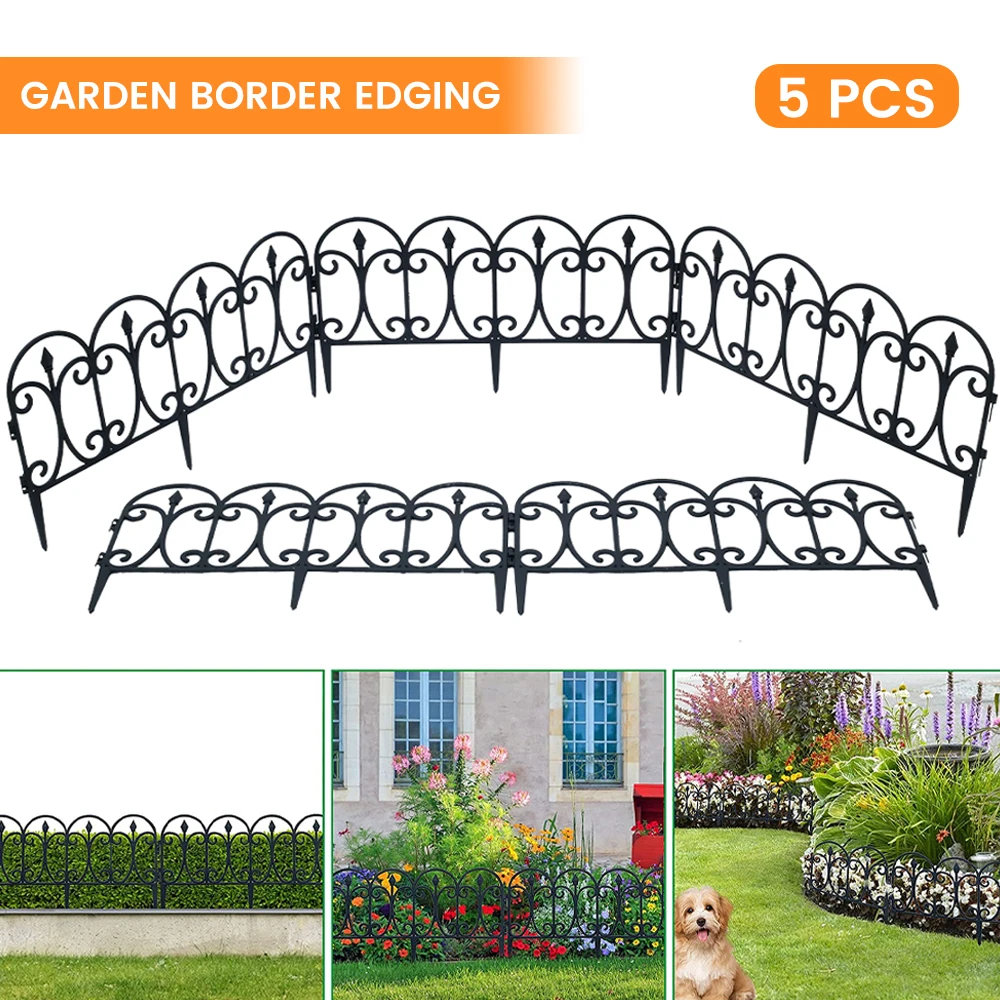 

New Decorative Garden Border Path Edging Plastic Fence Lawn Picket Fencing Plant Stakes Decor