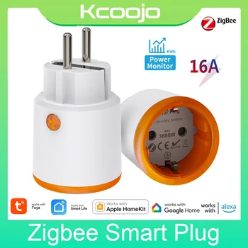 Tuya Zigbee 3.0 Smart Plug EU 16A Power Monitor Outlet Socket Tuya Smart Life Remote Control Work for Homekit Alexa /Google Home