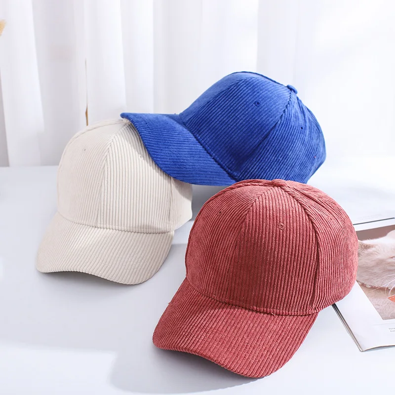 Corduroy Baseball Cap Autumn Women Wild Solid Hats Japanese Vintage Casual Beanie Trendy Student Adjustable Peaked Cap baseball cap