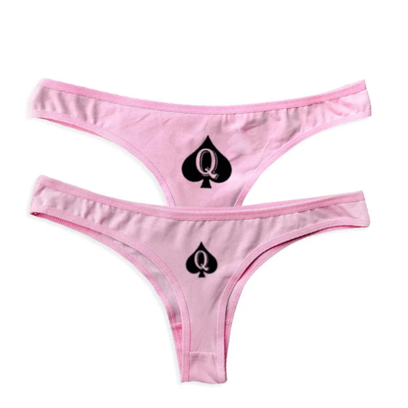 Queen of Spades QOS Funny Womens Sexy Underwear Love Heart Pink Knitting  Female High-waisted Comfortable Breathable Panties - AliExpress