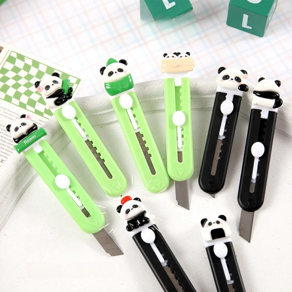 Cute Mini Pocket Panda Art Utility Knife Express Box Knife Paper Cutter Craft Wrapping Refillable Blade Stationery utility knife paper cutter box cutter cutting knife art knife paper cutting knife box opener