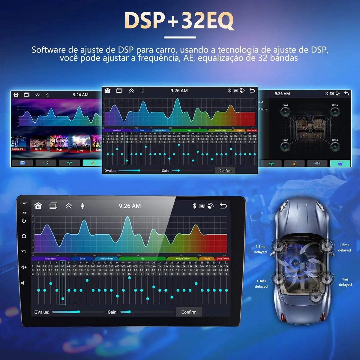 Podofo 2din Android GPS Car Stereo Carplay Radio Bluetooth FM Car MP5 Player 7 9 10 inch For Universal Nissan Toyota Kia Hyundai — view 4