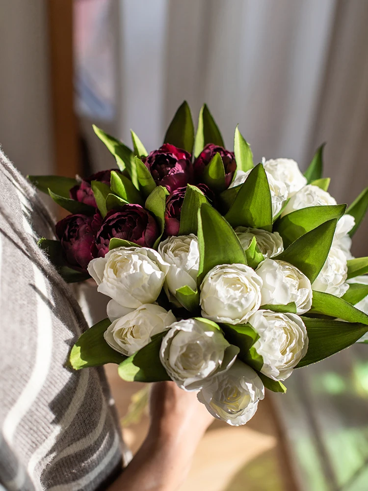 

8 Heads Tulip Artificial Flower Indoor High-End Living Room Decoration Lunar New Year Table Ins Bridal Bouquet
