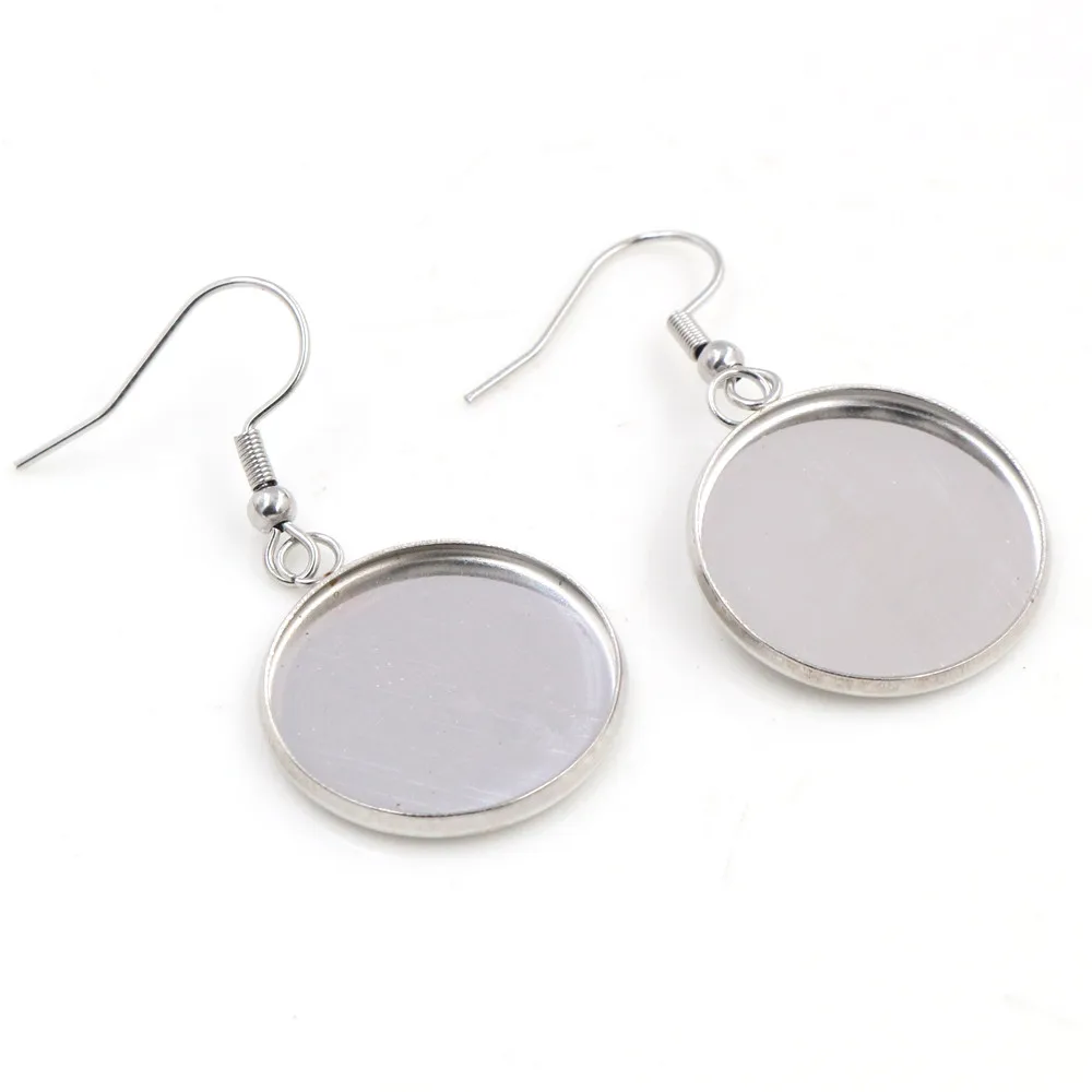 Kein Verblassen 20mm 25mm 10 stücke Edelstahl Handgemachte Stil Hebel Wieder Ohrringe Blank/Basis, fit 20 25mm Glas Cabochon, Tasten